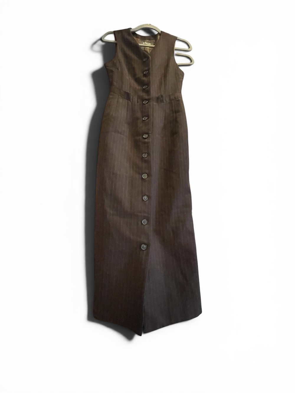 Bally Brown Pinstripe Button-Front Midi Dress - Picture 2 of 13